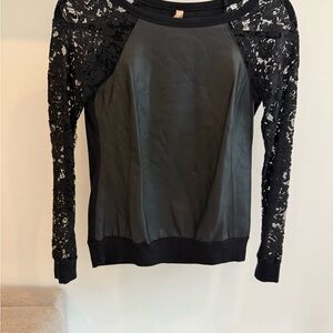 Bailey 44 Black Lace Sleeve Sweatshirt